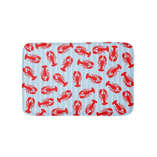 Red Lobster Animal Pattern op Blue Stripes Badmat (Voorkant)