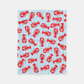Red Lobster Animal Pattern op Blue Stripes Fleece Deken (Voorkant)