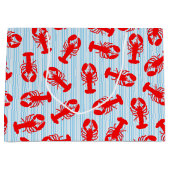 Red Lobster Animal Pattern op Blue Stripes Groot Cadeauzakje (Voorkant)