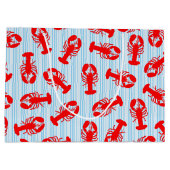 Red Lobster Animal Pattern op Blue Stripes Groot Cadeauzakje (Achterkant)