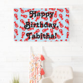 Red Lobster Animal Pattern op Blue Stripes Spandoek (Insitu)