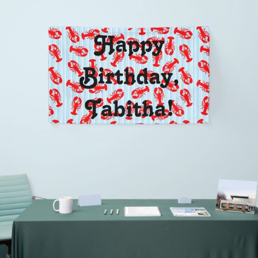 Red Lobster Animal Pattern op Blue Stripes Spandoek (Beurs)