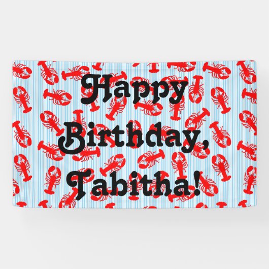 Red Lobster Animal Pattern op Blue Stripes Spandoek (Horizontaal)