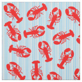 Red Lobster Animal Pattern op Blue Stripes Stof (Swatch)