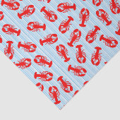 Red Lobster Animal Pattern op Blue Stripes Tissuepapier (Detail)