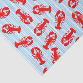 Red Lobster Animal Pattern op Blue Stripes Tissuepapier (Detail)