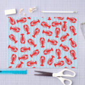 Red Lobster Animal Pattern op Blue Stripes Tissuepapier (Craft)