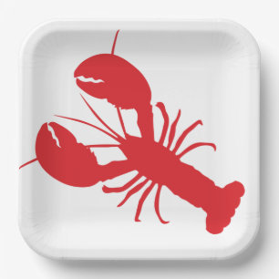 Red Lobster Bake Coastal Beach Ocean Modern Fun Papieren Bordje