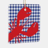 Red Lobster Blauw Witte Gingham LOCATIE Jaar Keramisch Ornament (Rechts)