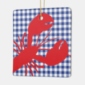 Red Lobster Blauw Witte Gingham LOCATIE Jaar Keramisch Ornament (Links)