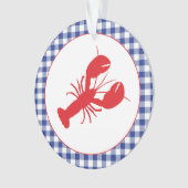 Red Lobster Blauw Witte Gingham LOCATIE Jaar Ornament (voorkant)