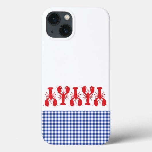 Red Lobster Blue Gingham Coastal Travel Tech Case-Mate iPhone Case (Achterkant)