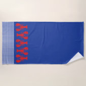 Red Lobster Blue White Gingham Coastal Beach Fun Strandlaken (Voorkant)