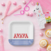 Red Lobster Blue White Gingham Coastal Party Bord (Feest)