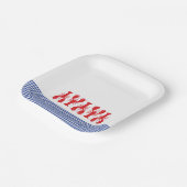 Red Lobster Blue White Gingham Coastal Party Bord (Gebogen)