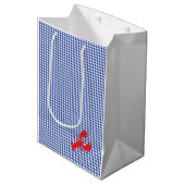 Red Lobster Blue White Gingham Designer Maine Medium Cadeauzakje (Voorkant Gekanteld)