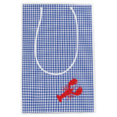 Red Lobster Blue White Gingham Designer Maine Medium Cadeauzakje (Voorkant)