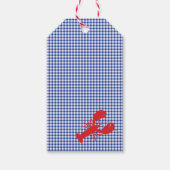 Red Lobster Blue White Gingham Designer Preppy Cadeaulabel (Voorkant)