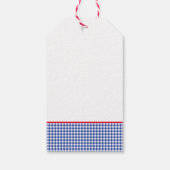 Red Lobster Blue White Gingham Designer Preppy Cadeaulabel (Achterkant)