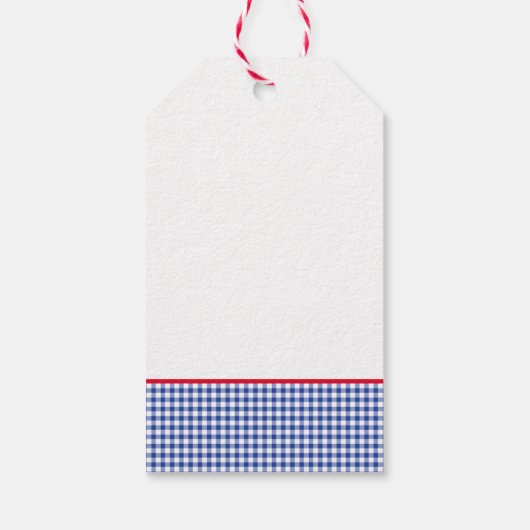 Red Lobster Blue White Gingham Designer Preppy Cadeaulabel (Achterkant)