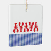Red Lobster Blue White Gingham Family Reunion Jaar Keramisch Ornament (Rechts)