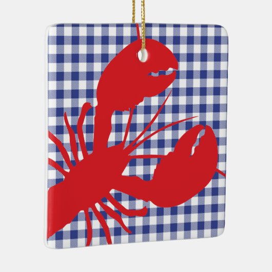 Red Lobster Blue White Gingham LOCATION Year Keramisch Ornament (Rechts)