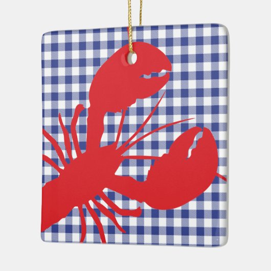 Red Lobster Blue White Gingham LOCATION Year Keramisch Ornament (Links)