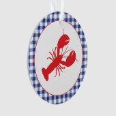 Red Lobster Blue White Gingham LOCATION Year Ornament (voorkant)