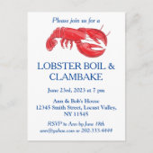 Red Lobster Boil Clambake Feest Uitnodiging Briefkaart (Voorkant)