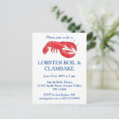 Red Lobster Boil Clambake Party Uitnodiging Briefkaart (Staand voorkant)