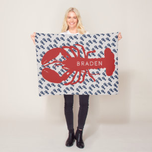 Red Lobster Boy's Name Personalized Fleece Deken