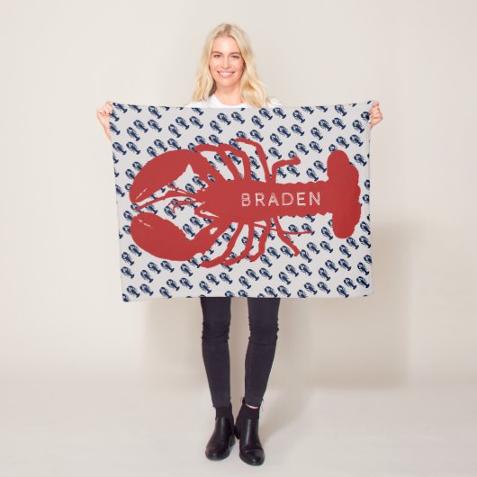 Red Lobster Boy's Name Personalized Fleece Deken (In situ)