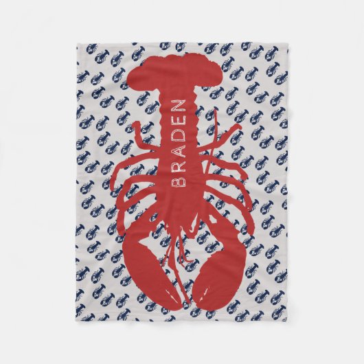 Red Lobster Boy's Name Personalized Fleece Deken (Voorkant)
