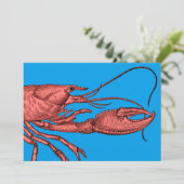 Red Lobster Clambake Card Invitation Vintage Image Kaart (Staand voorkant)