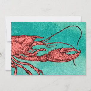 Red Lobster Clambake Kaart Uitnodiging Vintage Afb