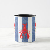 Red Lobster in blauwe en witte denim strepen Mok (Midden)