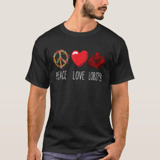Red Lobster Love Peace Heart Seafood Crawfish Lobs T-shirt