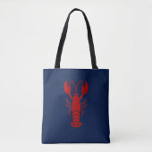 Red Lobster Minimalist Design – Modern Navy Blue Tote Bag (Voorkant)