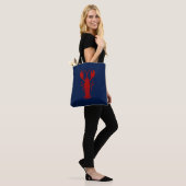 Red Lobster Minimalist Design – Modern Navy Blue Tote Bag (Op model)