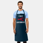 Red Lobster Nautical Navy Blue Specialized Chef Schort (Gedragen)