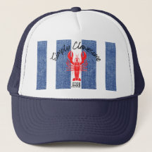 Red Lobster op Blauwe en Witte Denim Strepen