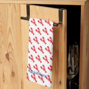 Red Lobster Pattern Coastal Beach Ocean LOCATIE Theedoek