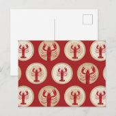 Red Lobster Pattern - Nautical Ocean Seafood Briefkaart (Voorkant / Achterkant)