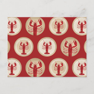 Red Lobster Pattern - Nautical Ocean Seafood Briefkaart