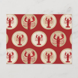 Red Lobster Pattern - Nautical Ocean Seafood Briefkaart