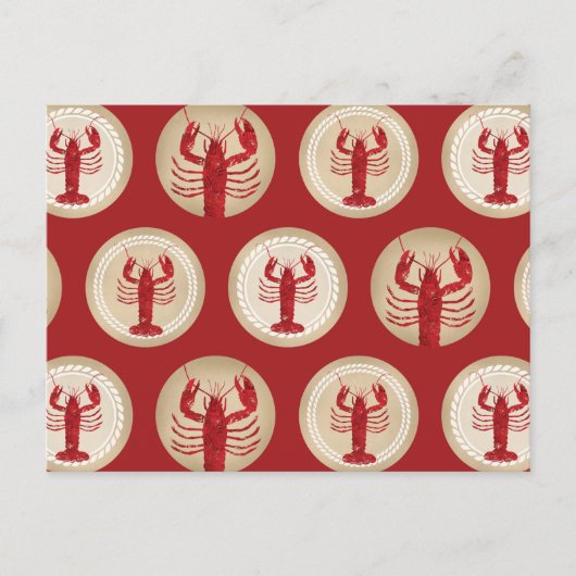 Red Lobster Pattern - Nautical Ocean Seafood Briefkaart (Voorkant)