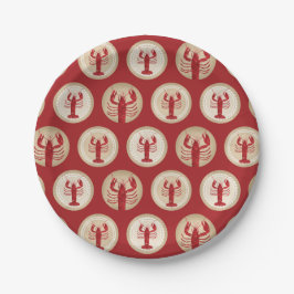 Red Lobster Pattern - Nautical Ocean Seafood Papieren Bordje