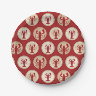 Red Lobster Pattern - Nautical Ocean Seafood Papieren Bordje