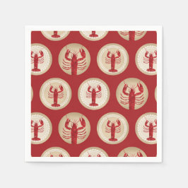 Red Lobster Pattern - Nautical Ocean Seafood Servet