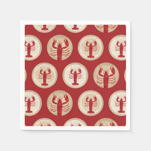Red Lobster Pattern - Nautical Ocean Seafood Servet (Voorkant)